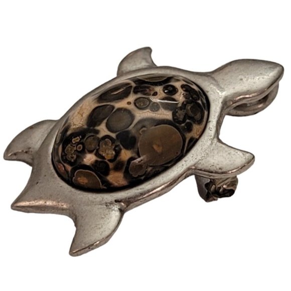 Kenneth Kantro Art Glass Pewter Turtle Pin Pendant, Signed E185 - Picture 2 of 6